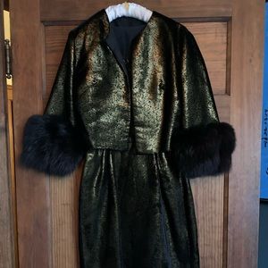 Vintage gold cocktail dress and bolero